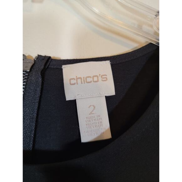 Chico's Women's Mini Shift Dress Round Neck Sleeveless Black Size 2 Us L/12 - Picture 5 of 9